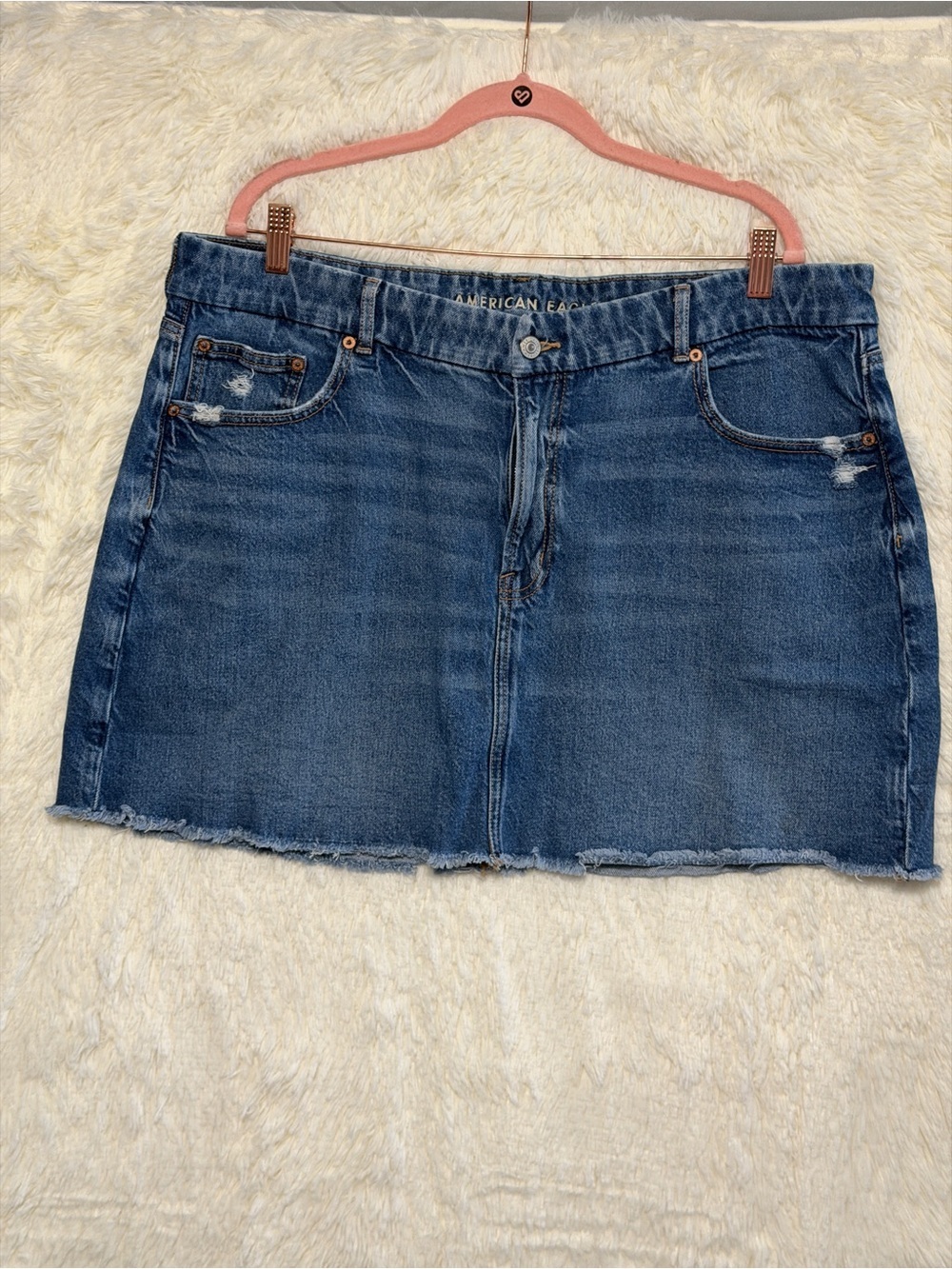 American Eagle Womens Distressed Curvy Perfect Mini Jean Denim Skirt 20 Stretch